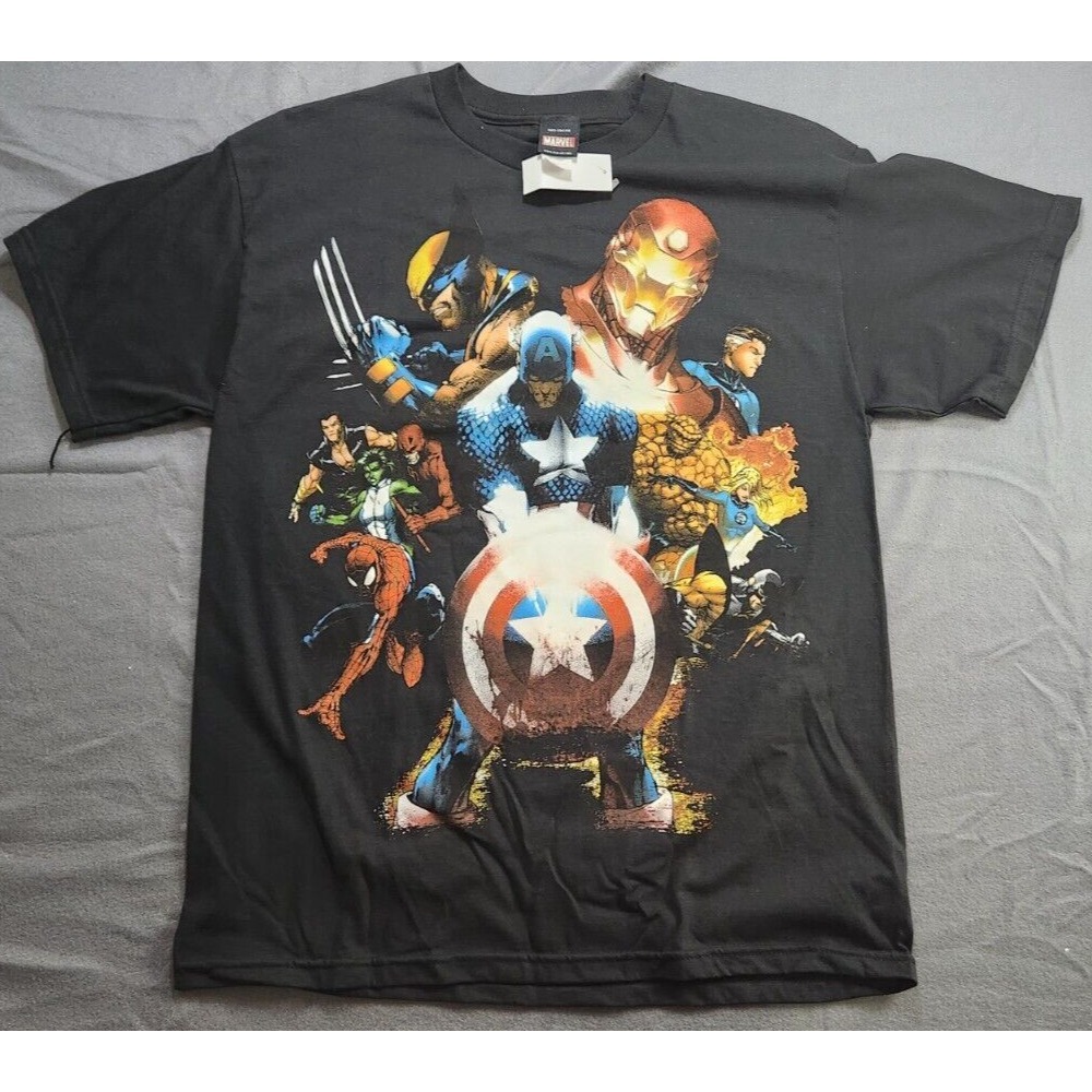 Mad Engine Marvel Avengers 2012 Mens L black ‎ graphic shirt NWT